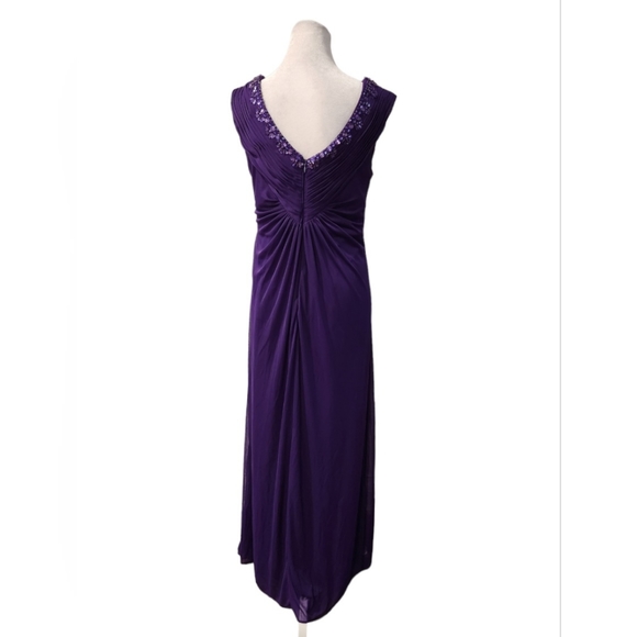 Purple Gown with Pleated Fabric Bodice and Rhinestone Detail at Bodice a… - Picture 7 of 9